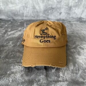 Field Grade "Hennything Goes" distressed hat wheat/tan color black embroidery.